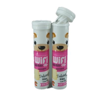 Effervescent Tablets Packaging Solution Pp Empty Plastic Soluble Effervescent Tube Tablet Bottle with Desiccant Cover IML