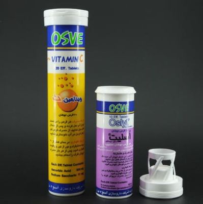 PP Plastic Effervescent Tablet Tube with Desiccant Cover and Customize Logo