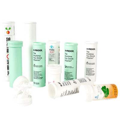 PP White Effervescent Tablet Tube with Desiccant Stopper for Vitamin Pills Packaging